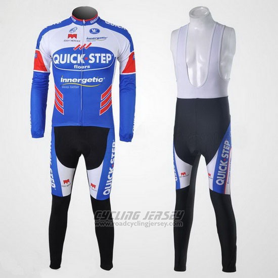 2011 Cycling Jersey Quick Step Floor White and Sky Blue Long Sleeve and Bib Tight
